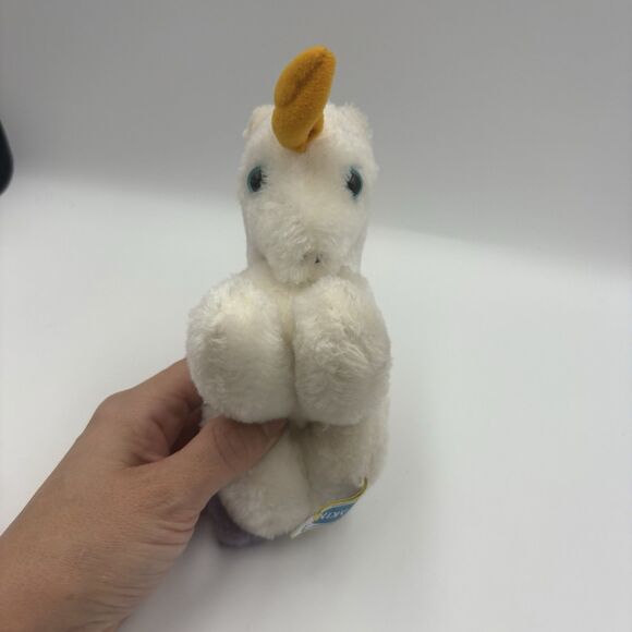 Vintage 80s Dakin purple and white 6" unicorn plush - Picture 2 of 5